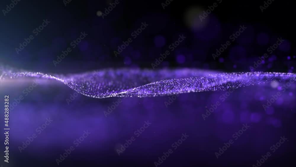Poster Abstract luxurious, premium glittering blue particles grid motion background floating in cyberspace loop background