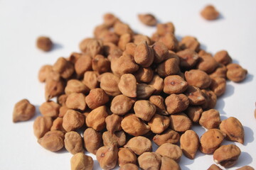 Fresh chickpeas on white background