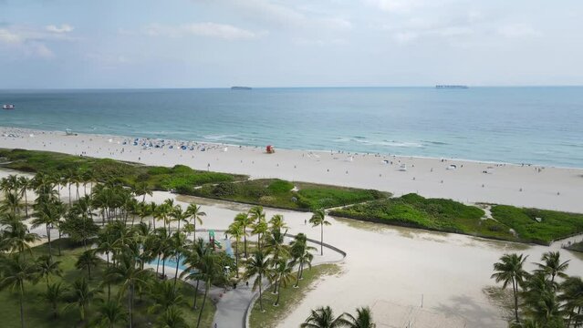 Beautiful high views in Ocean Drive, a famous road at South Beach, Miami Beach. 