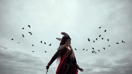 scandinavian red warrior woman Valkyrie
