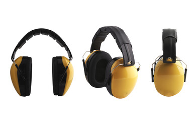 Photo of the earmuff collection in various poses, this photo is on a white background