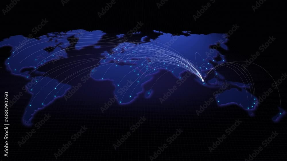 Poster global connectivity from singapore to other major cities around the world. technology and network co