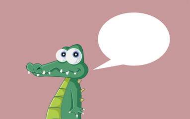 Cartoon Crocodile with Speech Bubble Vector Mascot