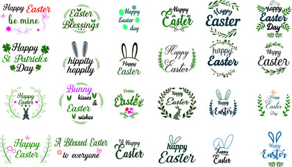 set of easter day greeting card illustration templates