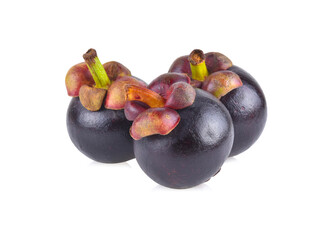 Mangosteen fruit on white background.