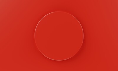 Top view red minimal circular product podium background. Abstract and object concept. 3D illustration rendering