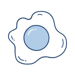 Egg Sunny Side Up Hand Drawn Doodle Vector Line Drawing Illustration Culinary Food Icon Retro Design 