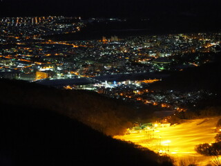 Fototapeta na wymiar 札幌の観光地の藻岩山からの夜景