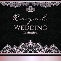 Elegant luxury royal wedding invitation foil Golden vintage pattern.Vector illustration for retro design 