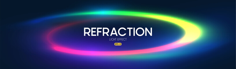 Futuristic colorful light effect. Circle neon light motion.