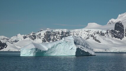 Icebergs in the Arctic. The result of global warming and climate change on our planet. Nature and...