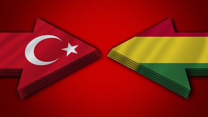 Bolivia vs Turkey Turkish Arrow Flags – 3D Illustration