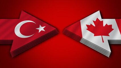 Canada vs Turkey Turkish Arrow Flags – 3D Illustration