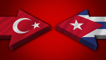 Cuba vs Turkey Turkish Arrow Flags – 3D Illustration
