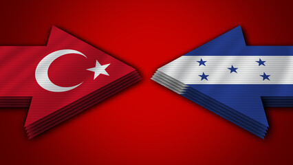 Honduras vs Turkey Turkish Arrow Flags – 3D Illustration