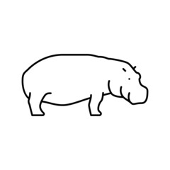 hippopotamus wild animal line icon vector illustration