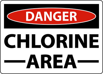 Danger Chlorine Area Sign On White Background
