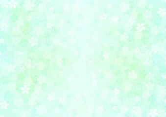 一面に花が咲く緑色の背景イラスト