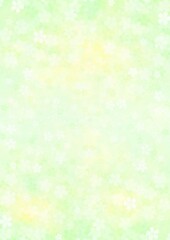 一面に花が咲く黄緑の背景イラスト