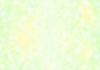 一面に花が咲く黄緑の背景イラスト