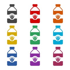 Bottle aloe vera icon or logo, colors set