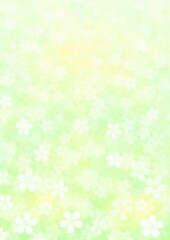 一面に花が咲く黄緑の背景イラスト