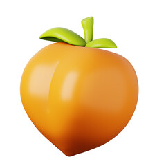 Ripe peach high quality 3D render illustration icon.