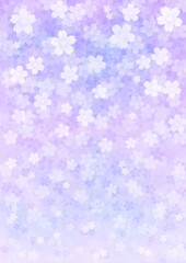 Naklejka na ściany i meble 一面に花が咲く青紫の背景イラスト