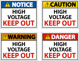 Fototapeta premium Danger High Voltage Keep Out Sign On White Background