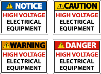 Fototapeta premium High Voltage Equipment Sign On White Background