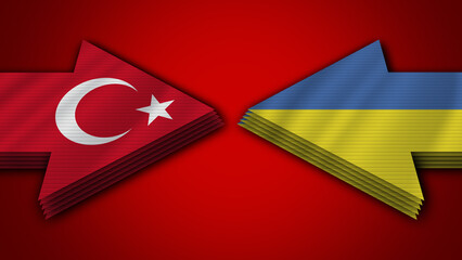 Ukraine vs Turkey Turkish Arrow Flags – 3D Illustration