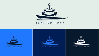 vector logos of anchors and ships for freight forwarding boats to send goods or send passengers