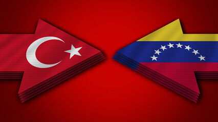 Venezuela vs Turkey Turkish Arrow Flags – 3D Illustration