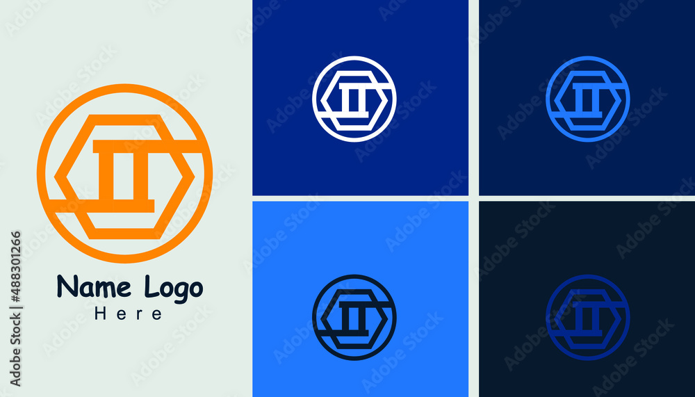 Poster modern logo with simple diagonal and circle shapes