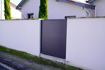 street suburb home grey dark metal aluminum house garden access door