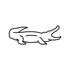 Naklejka premium crocodile reptile in zoo line icon vector illustration