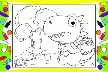 coloring cute dinosaur for kids