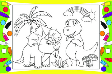Obraz na płótnie Canvas coloring cute dinosaur for kids