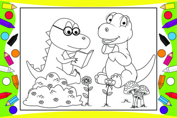 coloring cute dinosaur for kids