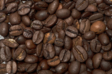 closeup ripe hand roasted brown coffee beans