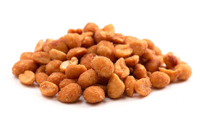 Honey Roasted Peanuts Isolated on White Background