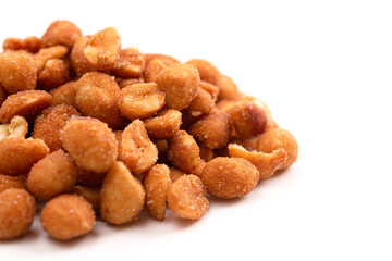 Honey Roasted Peanuts Isolated on White Background