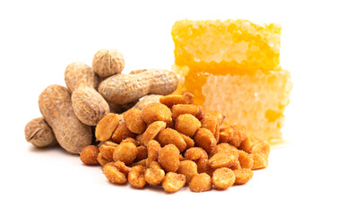 Honey Roasted Peanuts Isolated on White Background