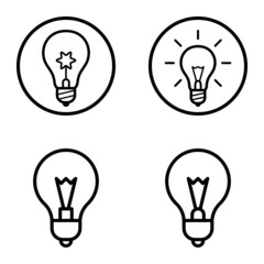 Lightbulbs1-3 Flat Icon Set Isolated On White Background