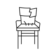 broken old chair line icon vector illustration