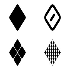 Rhombus Flat Icon Set Isolated On White Background