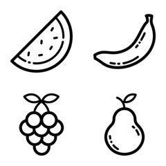 Fruits Flat Icon Set Isolated On White Background