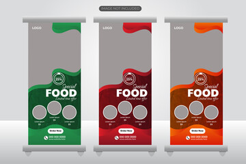 Modern rollup banner or x banner for restaurent cafe shop pullup stand outdoor signage or yardsign