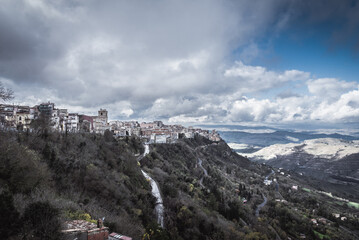 Skyline of Enna from Lombardia Castle, Sicily, Italy, Europe