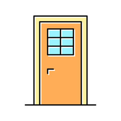 door with window color icon vector illustration